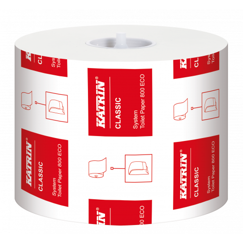 Katrin Classic System Toilet Rolls 800 Sheets ECO - 100% Recycled Fibre - Per 36 Rolls (103424)