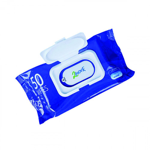 2Work Antibacterial Alcohol Hand Wipes (Pack of 50) 2W03485