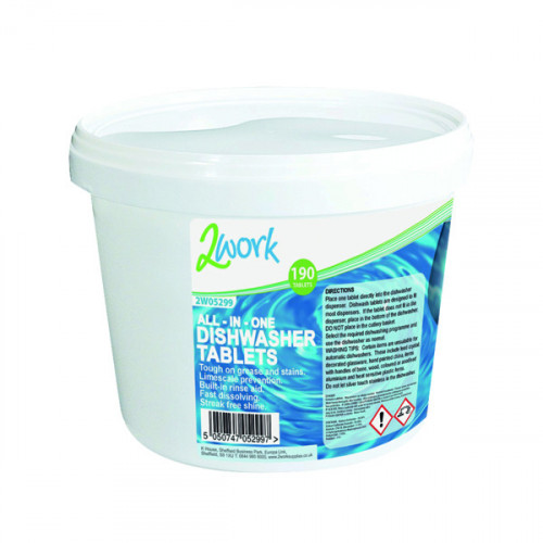 2Work All-in-One Dishwasher Tablets Streak-Free (Pack of 190) 5091/71