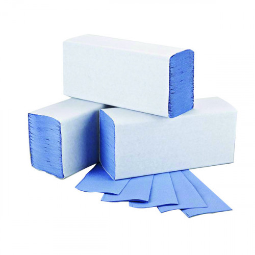 2Work 1-Ply M-Fold Hand Towel Blue (Pack of 3000) 2W71923