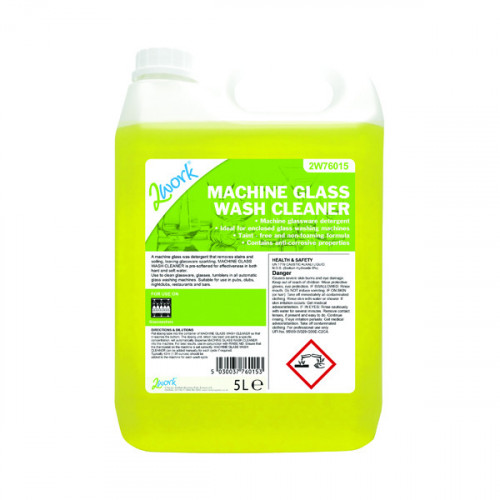 2Work Glass Wash Machine Cleaner 5 Litre Bulk Bottle 2W76015
