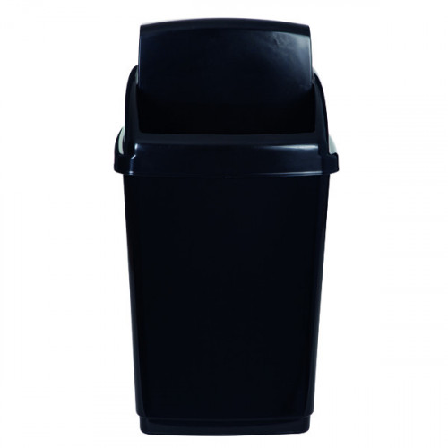 2WORK SWING TOP BIN 50 LITRE BLACK