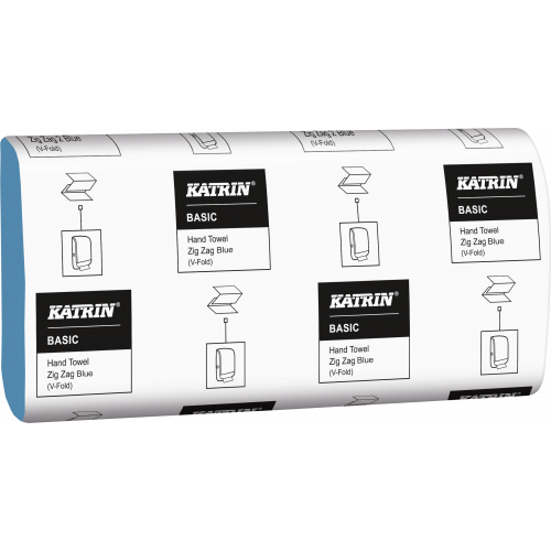 Katrin Basic Zig Zag Handtowels 1ply Blue (362200) per 5000