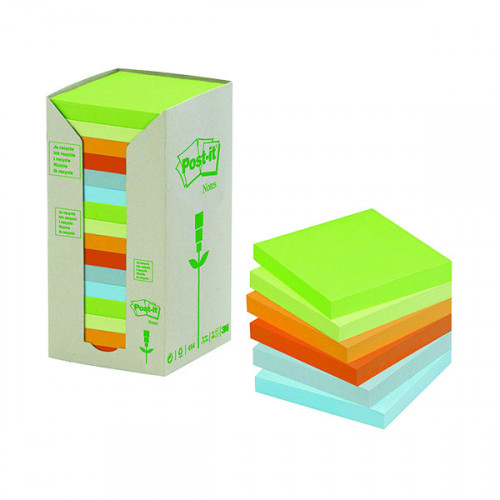 Post-it Notes Recycled 76 x 76mm Pastel Rainbow (Pack of 16) 654-1RPT