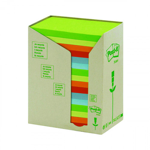 Post-it Notes Recycled 76 x 127mm Pastel Rainbow (Pack of 16) 655-1RPT