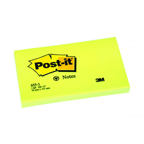 Post-it Notes Recycled 76 x 127mm Canary Yellow (Pack of 12) 655-1Y