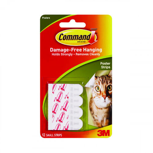 3M Command Adhesive Poster Strips Small (Pack of 12) 17024