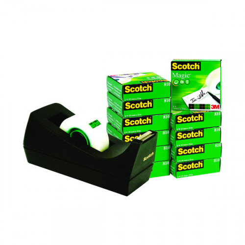 Scotch Magic Tape 810 19mm x 33m (Pack of 12) with Free Dispenser SM12