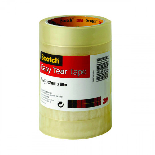 SCOTCH EASY TEAR CLR TAPE 25MMX66M