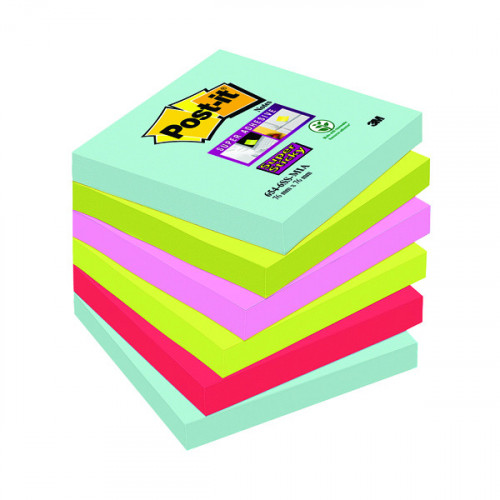 Post-it Super Sticky Notes 76 x 76mm Miami (Pack of 6) 654-6SS-MIA