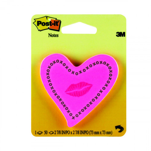 Post-it Notes Heards with Neon Lips Pink 50 Sheets 6370-HTL