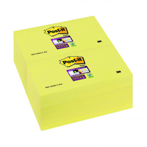Post-it Super Sticky 76x127mm Canary Yellow (Pack of 12) 655-12SSCY