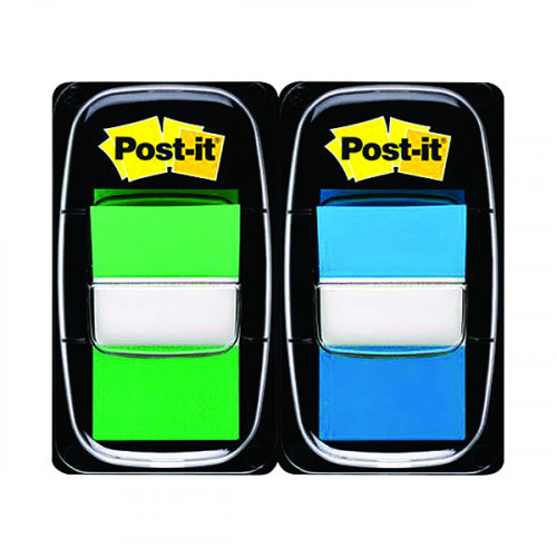 POST-IT GREEN/BLUE INDEX 1IN PK2