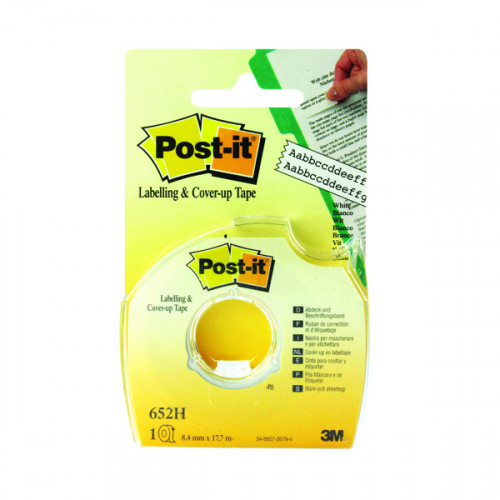 Post-it Cover Up and Labelling Tape 8.4mmx17.7m Low Tack 652H