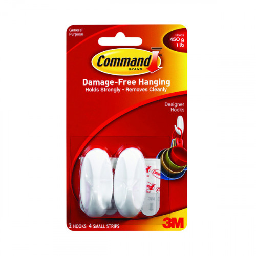 3M COMMAND SMALL OVAL HOOKS/STRIPS