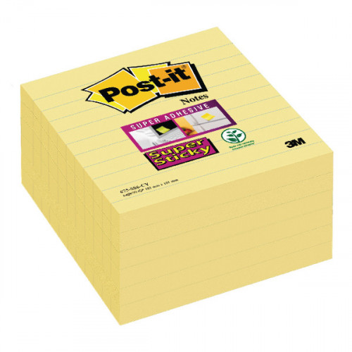 POSTIT NOTES YLW LINED 101X101 P6
