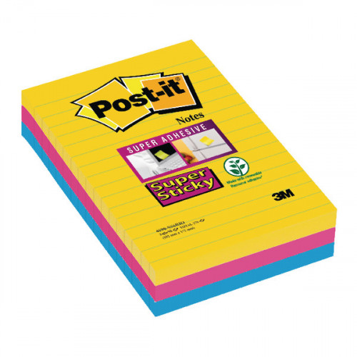 POST-IT S/S LINED NOTES CARNIVAL PK3