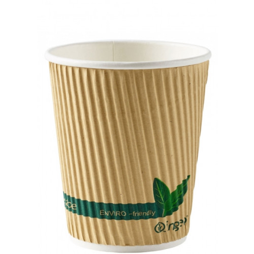 Compostable Ripple Paper Cups Kraft 8oz per 500 - Available to Order