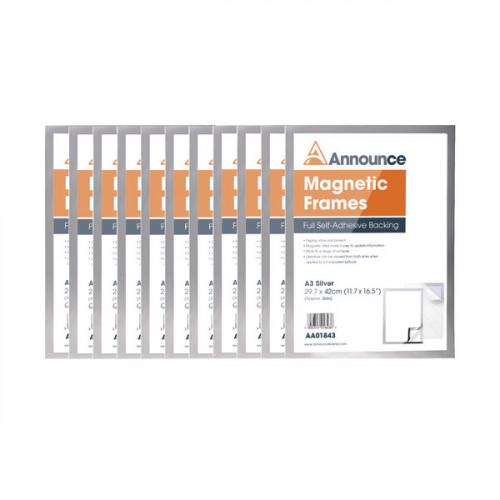 ANNOUNCE MAG FRAMES A3 SLVER PK10
