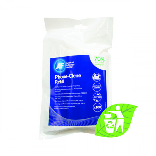 AF Phone-Clene Cleaning Wipes Refill Pouch (Pack of 100) APHC100R