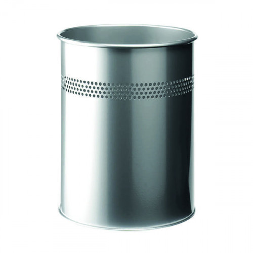 DURABLE METAL WASTE BIN 15L SLVER