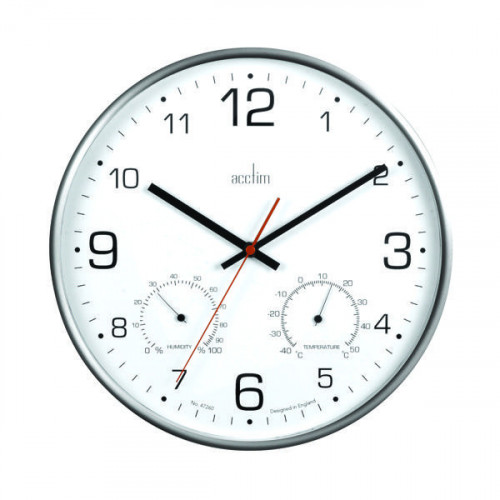 Acctim Komfort 30.5cm Metal Thermo Hygro Wall Clock 29147
