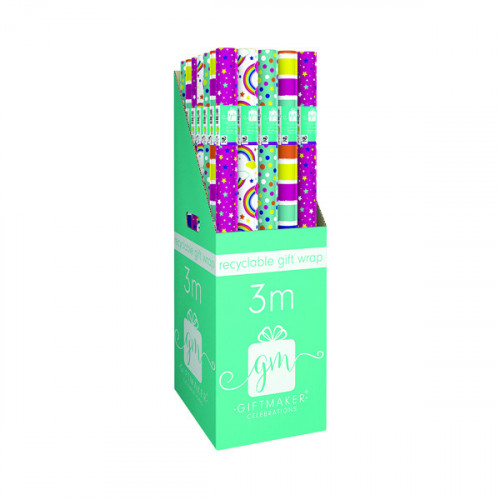 Giftmaker 3M Recyclable Gift Wrap Brights (Pack of 36) YALGW20F