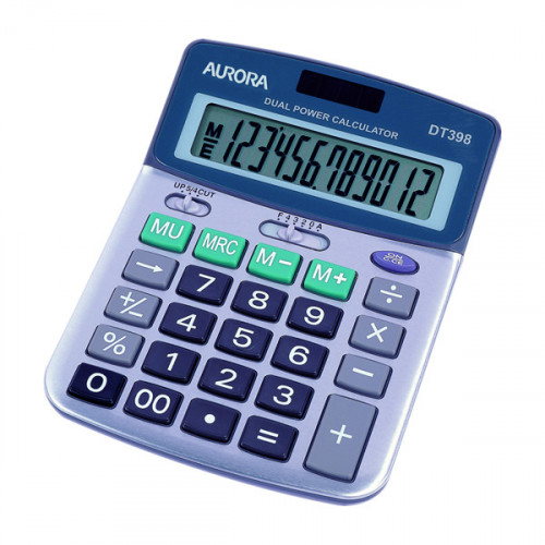Aurora Silver/Grey 12-Digit Semi-Desk Calculator DT398