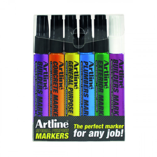 Artline EKPRW6 Builders Marker Kit (Pack of 6) EKPR BUILDERS W6