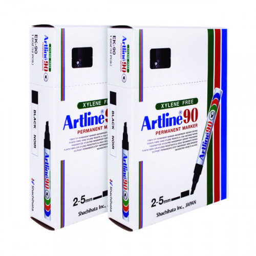 Artline 90 Chisel Tip Permanent Marker Black (Pack of 12) A901 Buy one get one free
