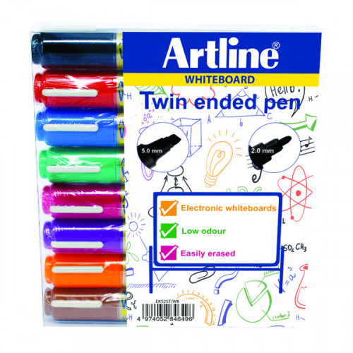 ARTLINE 2IN1 DRY MRKR CHISL ASS PK8