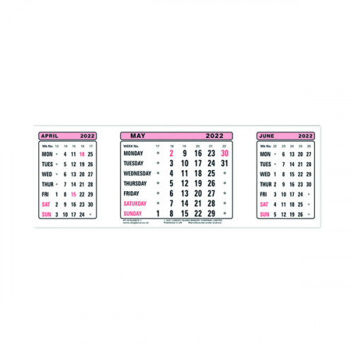 At-A-Glance Calendar Refill 2022 3 Month View 3SR22