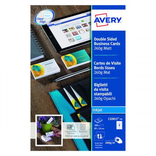 Avery Inkj Business Cards Dble-Sided Matte Wht (Pack of 200) C32015-25