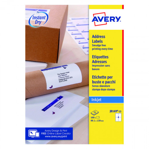 AVERY INKJET ADDRESS LABELS 4 SHEET