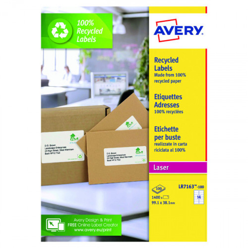 AVERY RCY AD LSR LBL 99.1X38.1 PK100