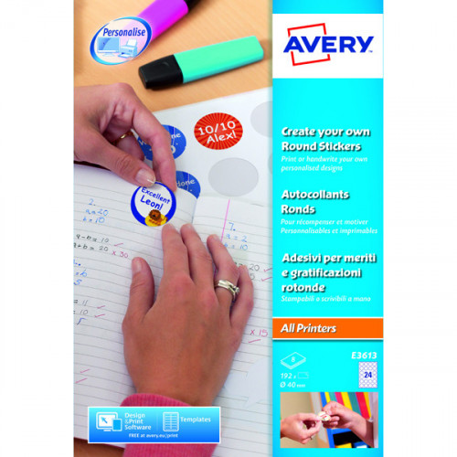 AVERY CREATE YOUR OWN RND STICKR PK8