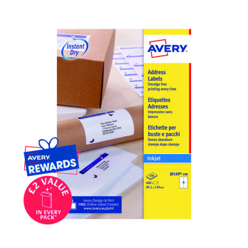 AVERY QCKDRY WHT ADD 4LBLS/SHT BX100