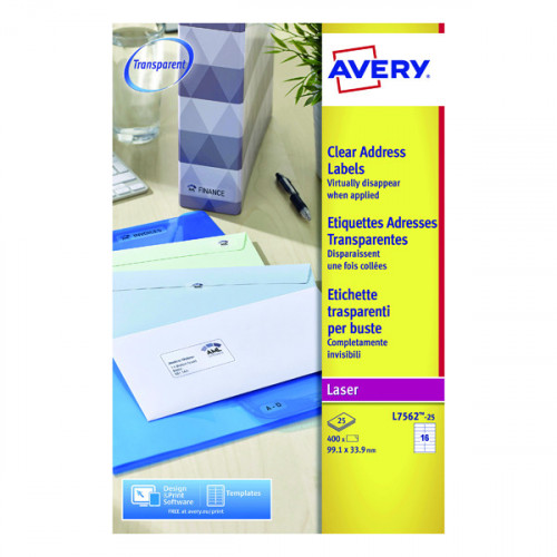 AVERY 99.1X34MM CLEAR LASER
