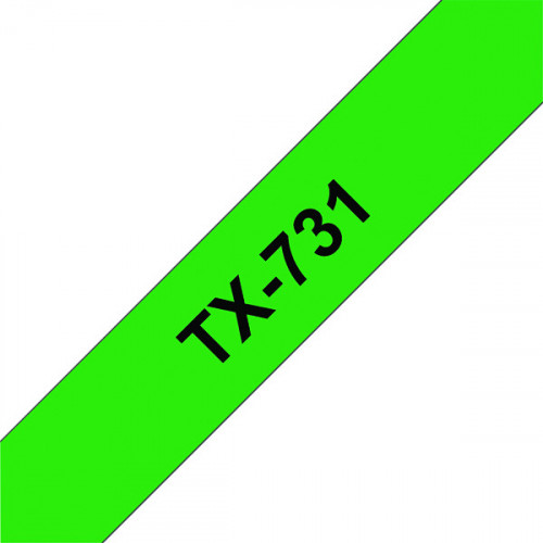 Brother P-Touch Labelling Tape 12mm x 15m Black on Green TX731