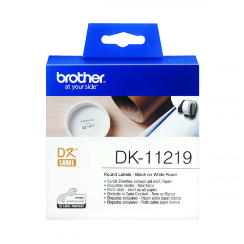 BROTHER LBL ROLL 12MM RND BLK ON WHT
