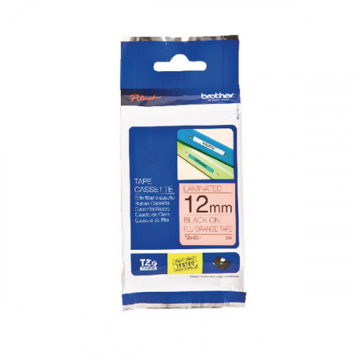 BROTHER TZE TPE 12MMX8M BLK/ORG TPE