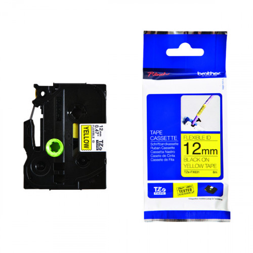 BROTHER TZE TPE 12MMX8M BLK/YLW