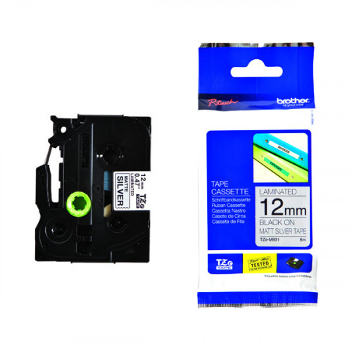 BROTHER TZE TPE 12MMX8M BLK/SLV TPE