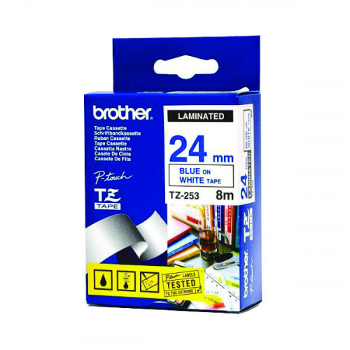 BROTHER TZE TPE 24MMX8M BLUE/WHT TPE