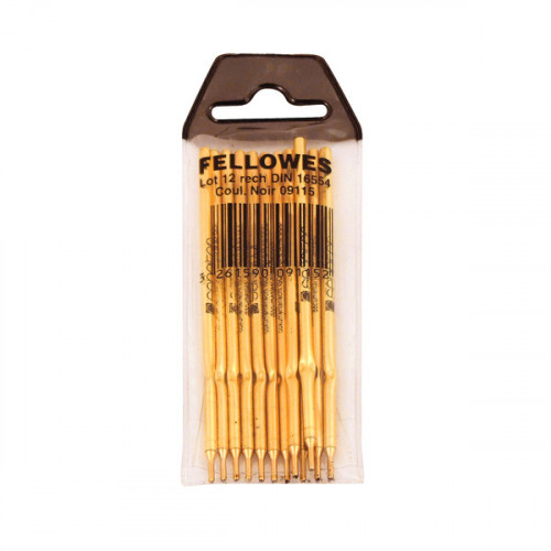 FELLOWES BALLPEN REFILL BLACK PK12