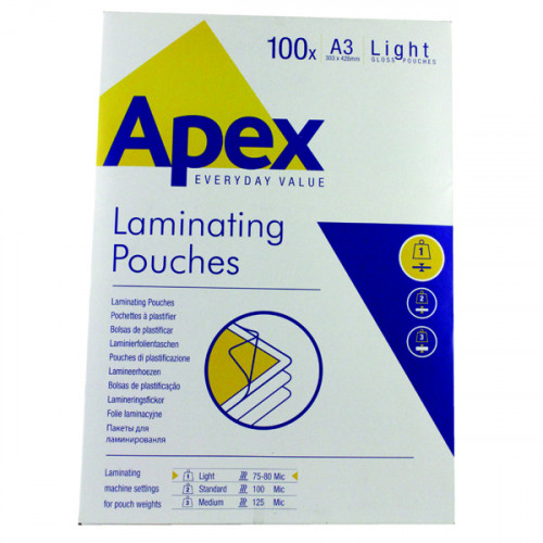 FELLOWES APEX A3 LAM POUCH PK100