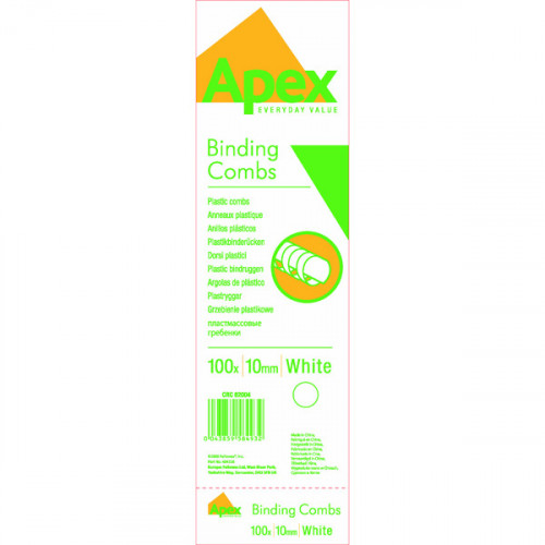 FELLOWES APEX WHT COMB 10MM PK100