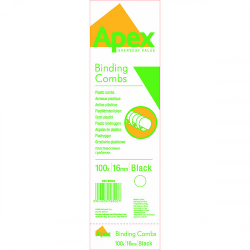 FELLOWES APEX BLK COMB 16MM PK100