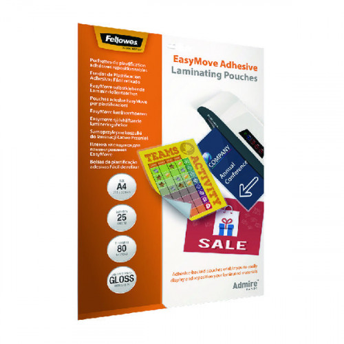 Fellowes Admire EasyMove A4 Laminating Pouches (Pack of 25) 5601701