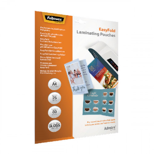 FELLOWES EASYFOLD LAM POUCH A4 PK25